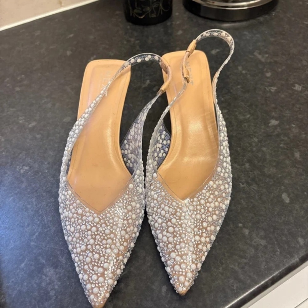 Next Level Apparel Pearl-Studded Slingback Heels